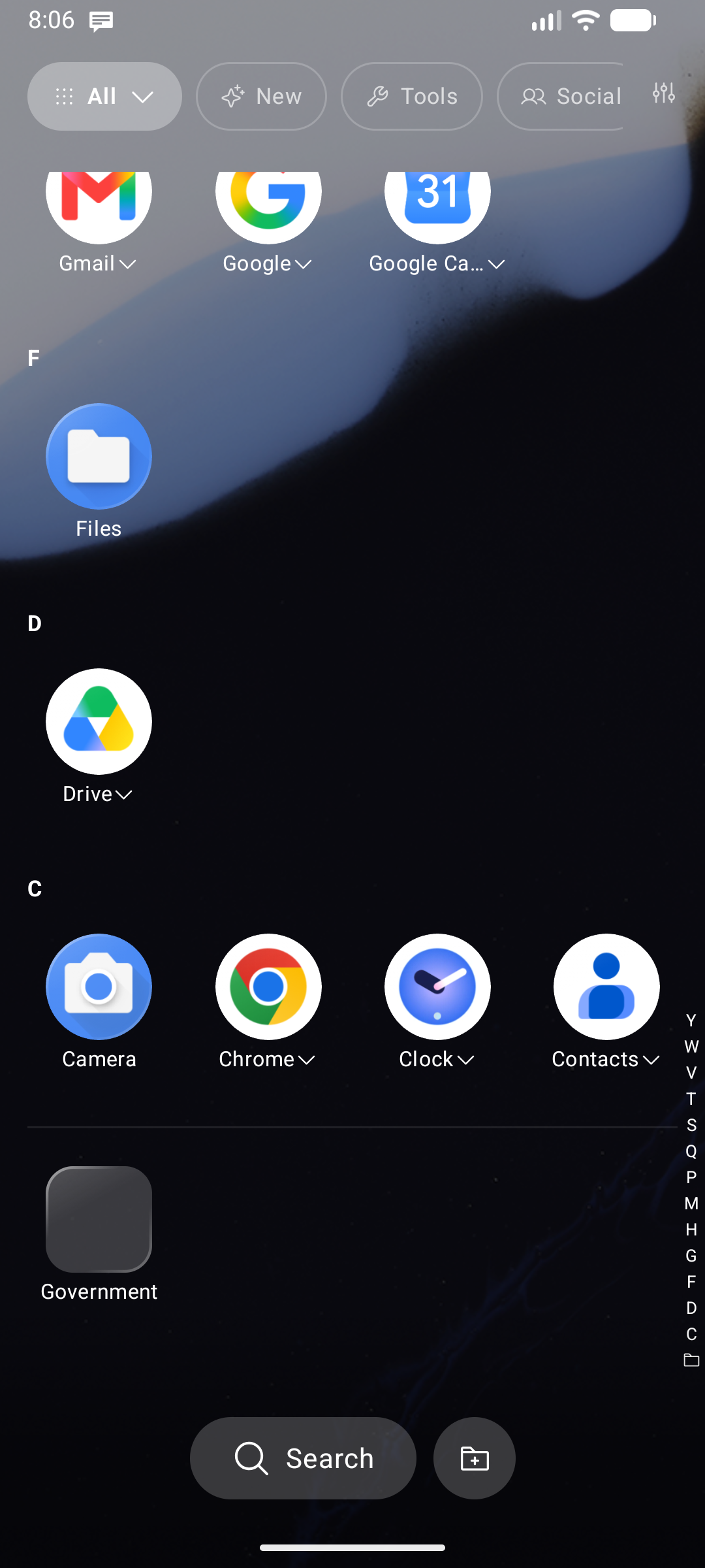 App Drawer Categories