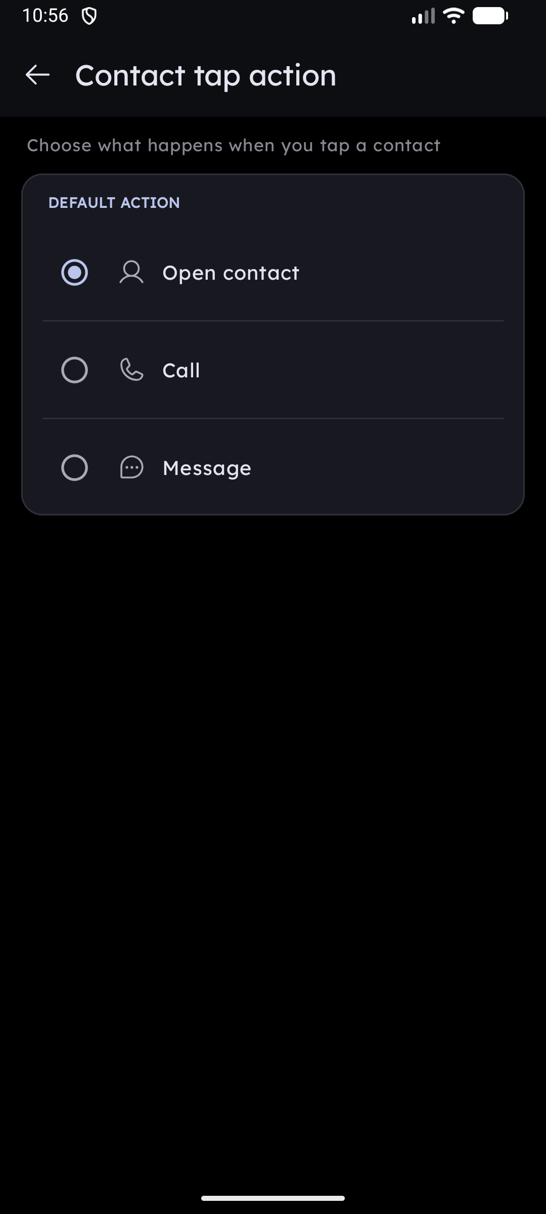 Contact Tap Action & Calling Dialog