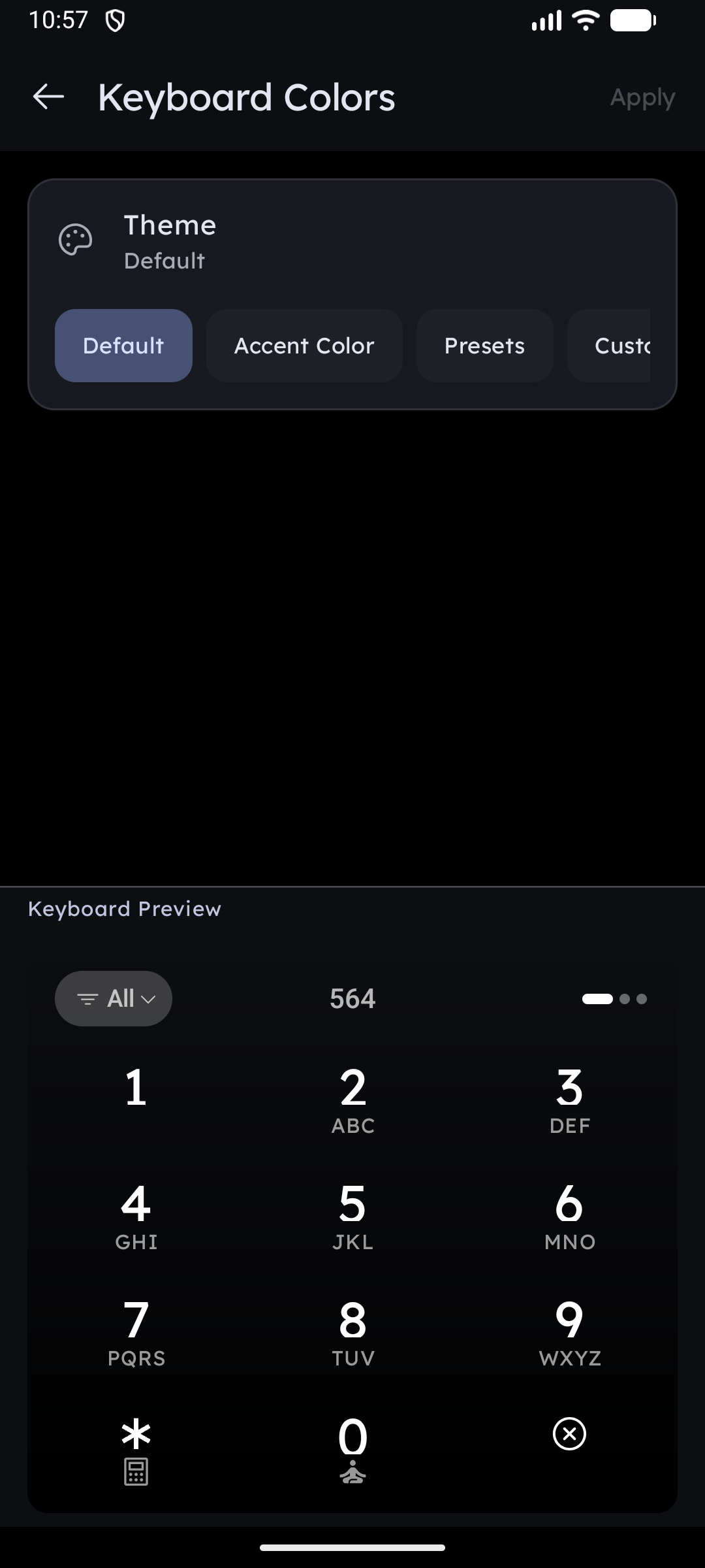 Keyboard Colors & Opacity Settings