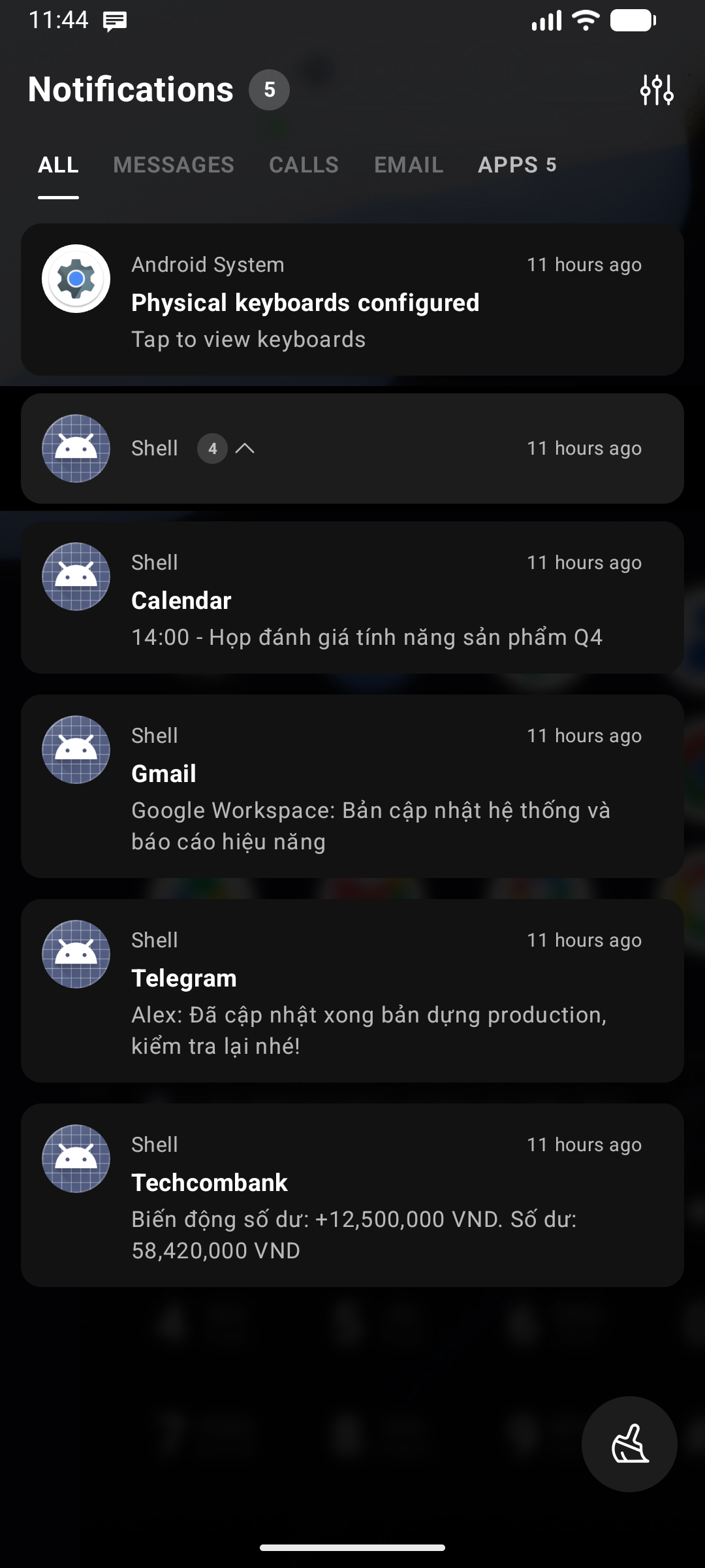 Integrated Notification Center Panel