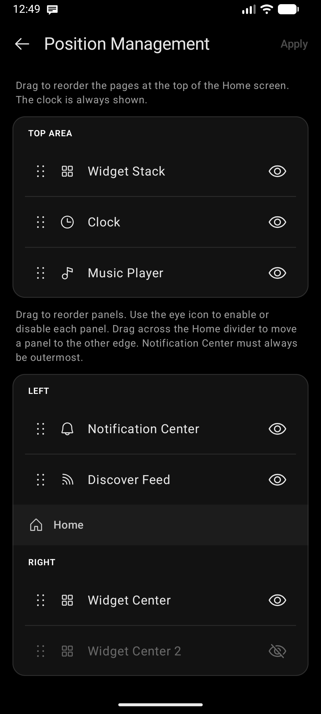 Position Management Settings