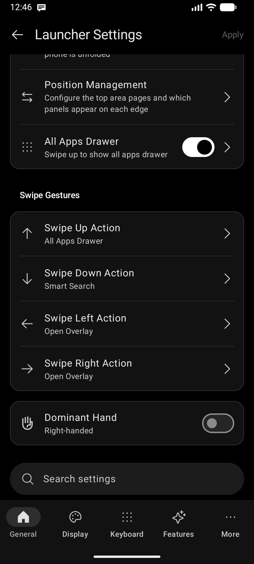 Home Screen Swipe Gestures
