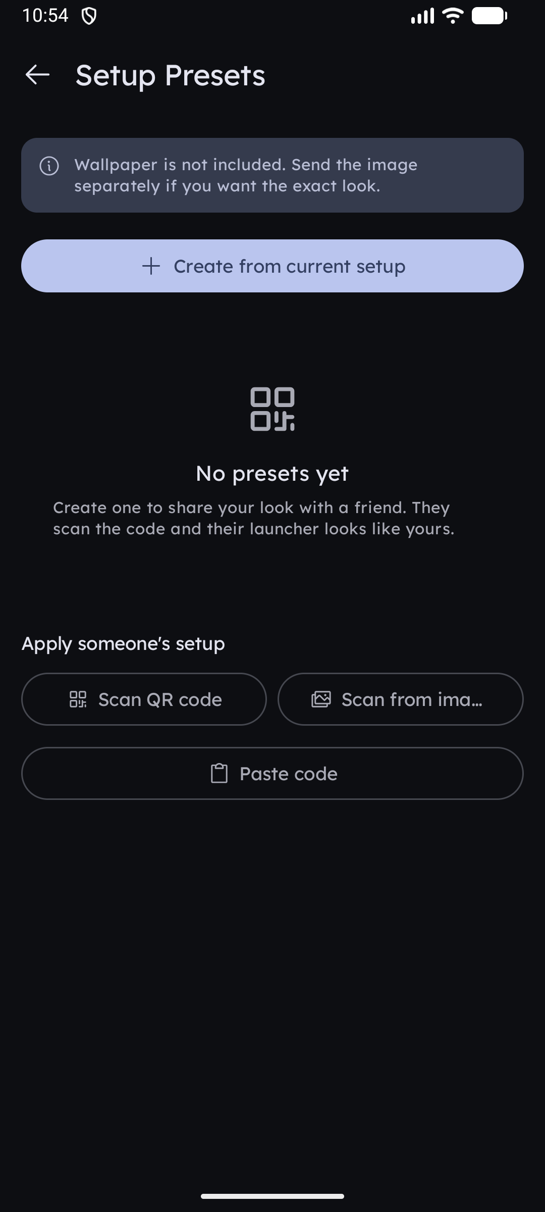 Setup Presets & QR Sharing