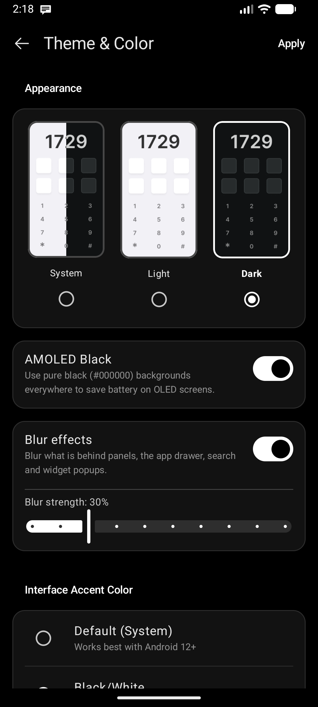 Theme & Color Settings