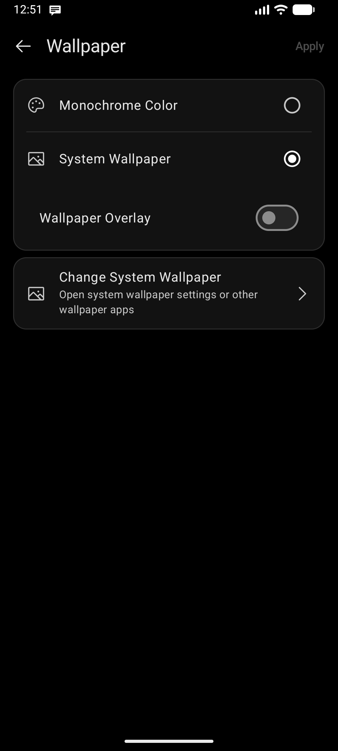 Wallpaper and Overlay Settings