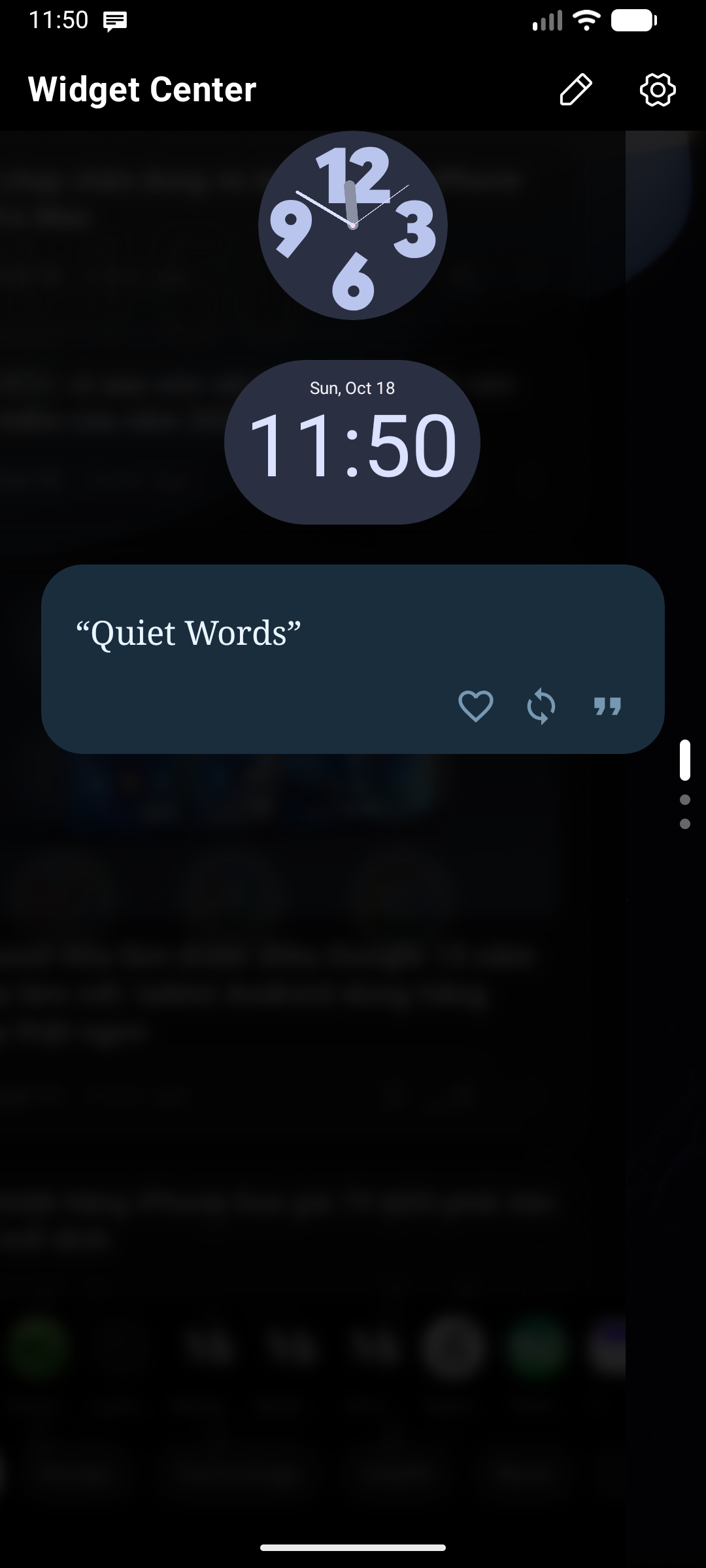 Widget Center Panel